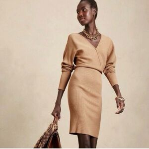 Banana Republic Beige Ribbed Knit Dress